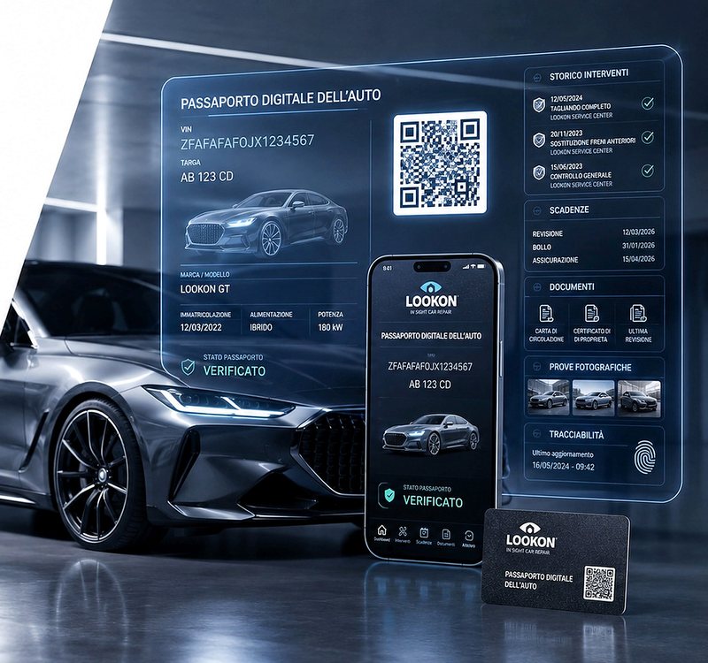 Passaporto digitale di un veicolo con QR Code e storico interventi