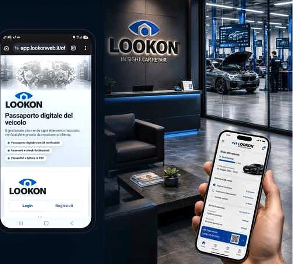 Web App LOOKON aperta nel browser con il passaporto digitale del veicolo